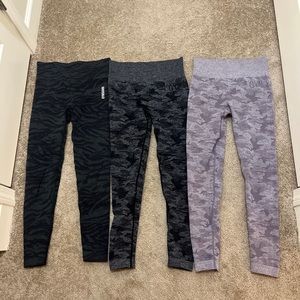 Gymshark Bundle Leggings Purple Black Adapt Camo Animal Size Medium